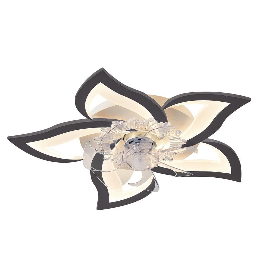 27.2 in. Indoor Black Flower Type Integrated LED Ceiling Fan Lighting Flush Mount with Remote Control price history on PriceWatchPro