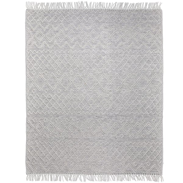 Simpli Home Jeffers Ivory Brown 8 ft. x 10 ft. Rectangle Solid Pattern Polyester Wool Cotton Runner Rug