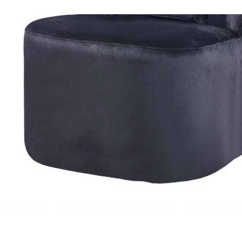 Suma 25" Black Velvet Slipper Accent Chair with Pillow