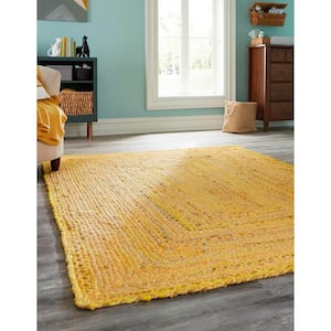 Braided Chindi Yellow 5 ft. x 8 ft. Oval Area Rug