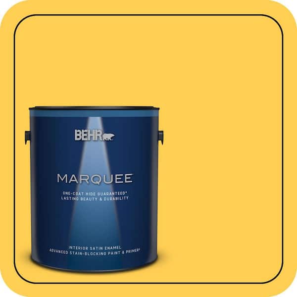 BEHR MARQUEE 1 gal. #330B-6 Lemon Sorbet Satin Enamel Interior Paint & Primer