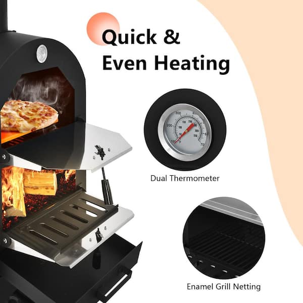 Costway Oven Wood Fire Pizza Maker Grill Outdoor Pizza Oven with