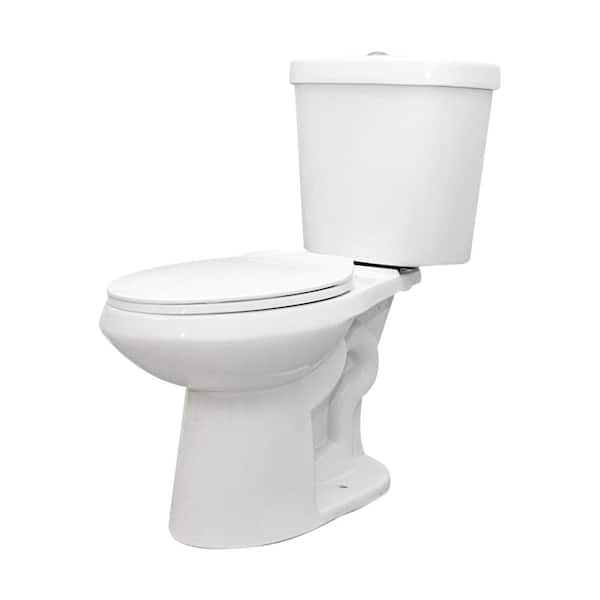 Photo 1 of 2-piece 1.1 GPF/1.6 GPF High Efficiency Dual Flush Complete Elongated Toilet in White, Seat Included HAS SOME CRACKS ON THE SIDE OF TOP TANK PART  