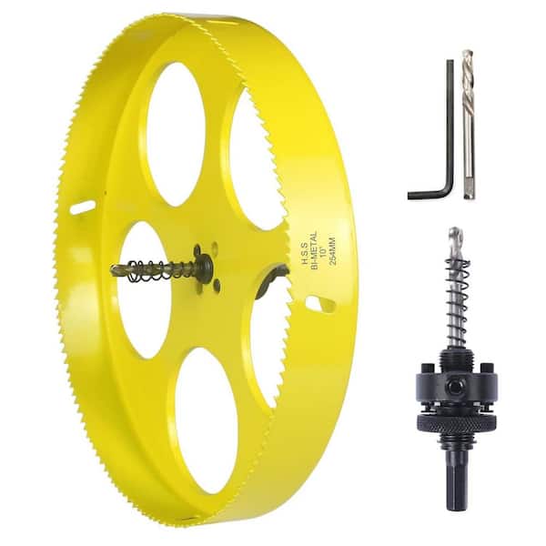 Unbranded 10 in. Hole Saw 254mm Bi-Metal with Arbor Mandrel for Wood Soft Metal Drywall Plasterboard Plywood Cutting