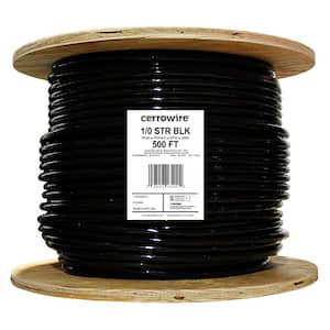 500 ft. 1/0 Gauge Black Stranded Copper THHN Wire