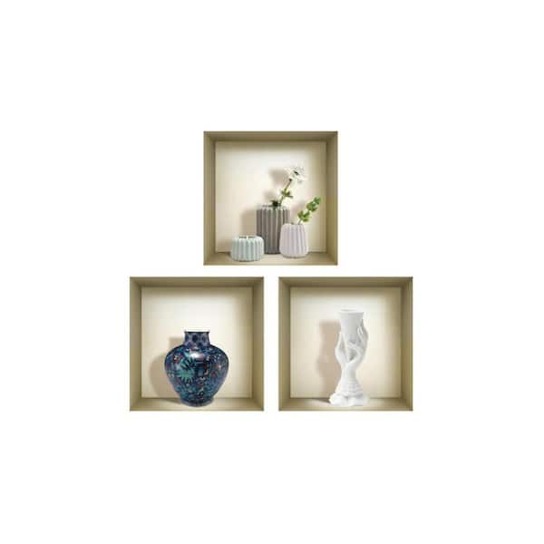 MI ALMA Multi-Color 3D Design Niche Wall Decal-Set of 3 Easy To Apply, Stunning Decorative Stickers For Home and Office