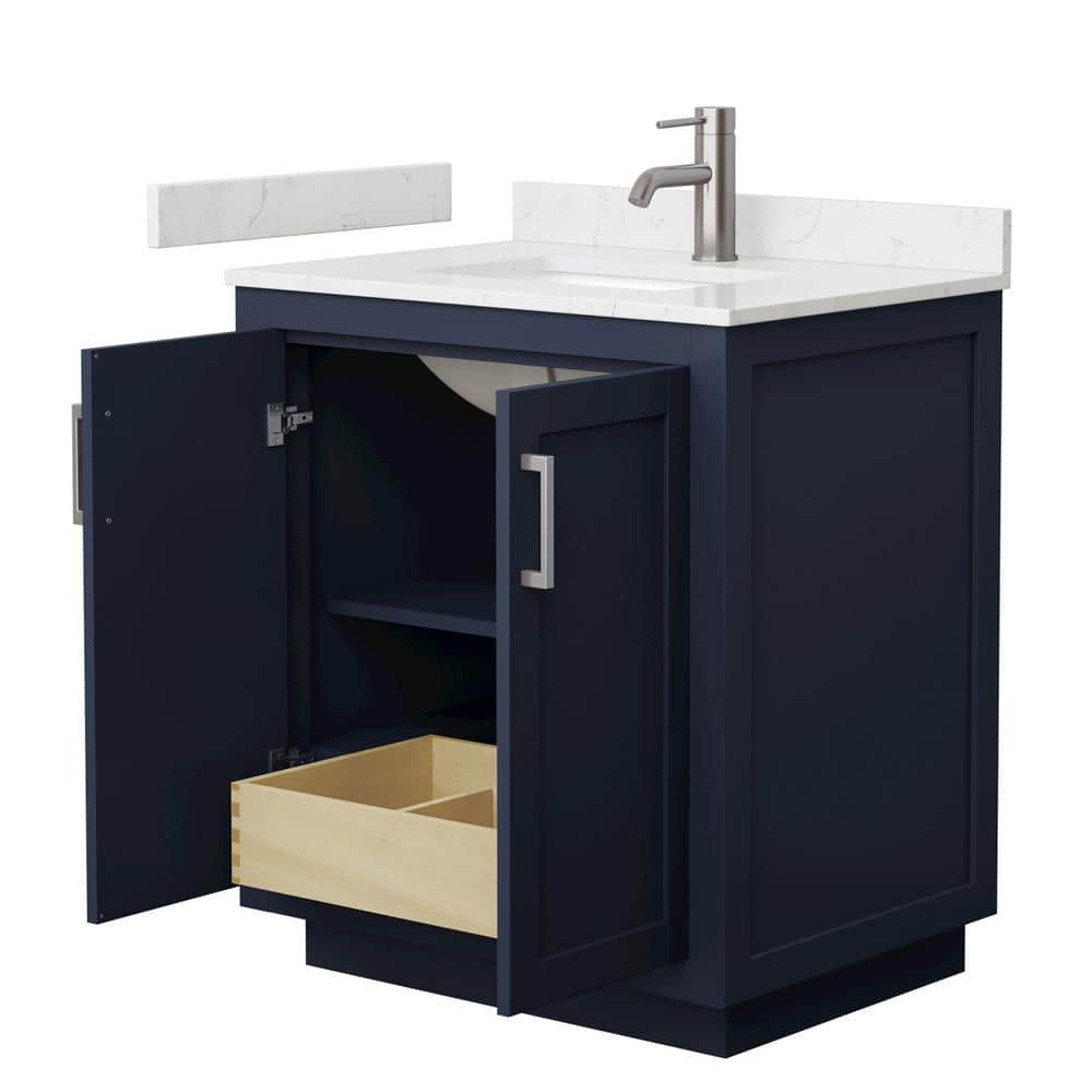 Miranda 30" Dark Blue Freestanding Bathroom Vanity with Carrara Marble Top