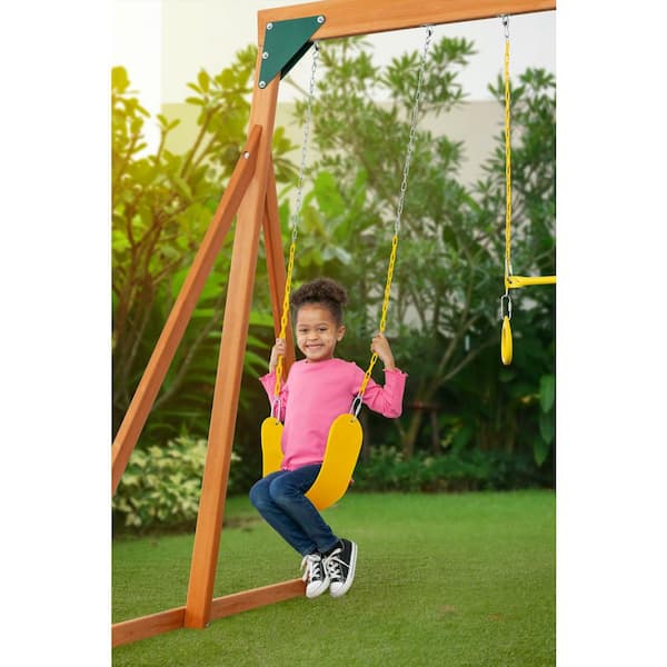 Creative Cedar Designs 3800-Y Trailside Complete Wood Swing Set with Yellow Playset Accessories - 2
