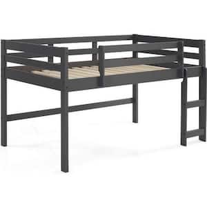 Gray Wooden Frame Twin Platform Bed with Headboard