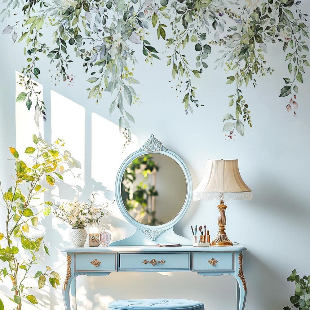 68.9 in. x 30 in. Greene Plants Leaves Wall Decal, Removable Vinyl Floral Sticker for Home Office Decor price history on PriceWatchPro