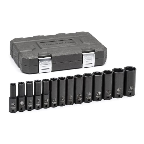 GEARWRENCH 1/2 in. Drive Metric 6-Point Deep Socket Set (14-Piece)