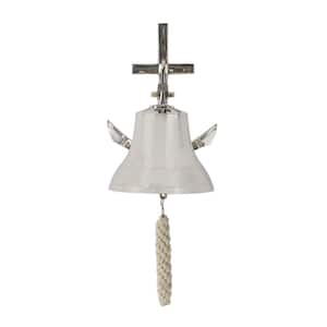 7 in. x  10 in. Brass Metal Silver Bell Wall Decor with Anchor Backing