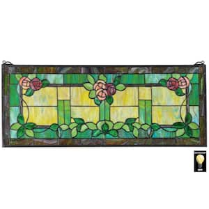 Rose Trellis Tiffany-Style Stained Glass Window Panel