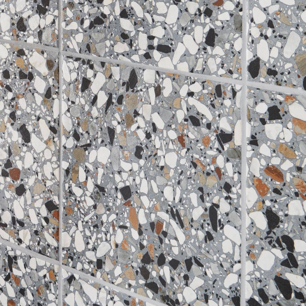 Shards Terrazzo 8" x 8" Matte Blue Porcelain Tile