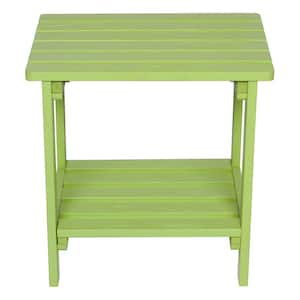 20 in. Tall Lime Green Rectangular Wood Outdoor Side Table