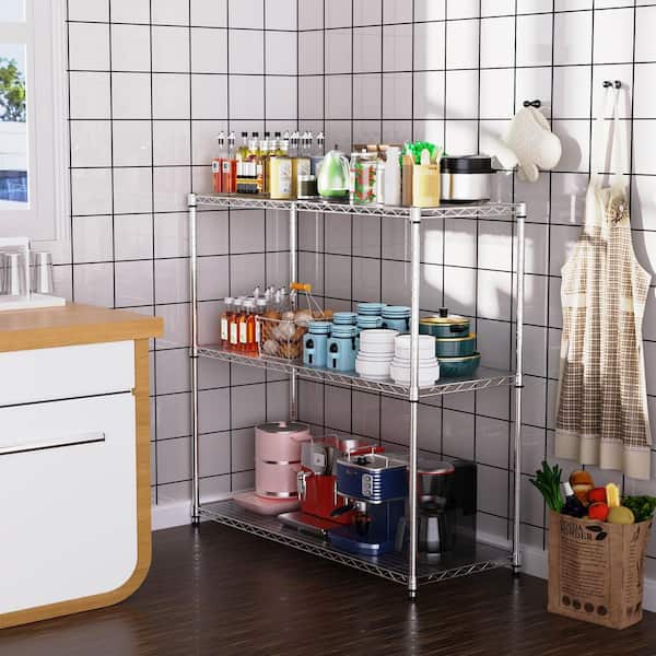 3-Tier 1050-LBS NSF Certified Chrome Wire Shelving: Adjustable Storage for Garages