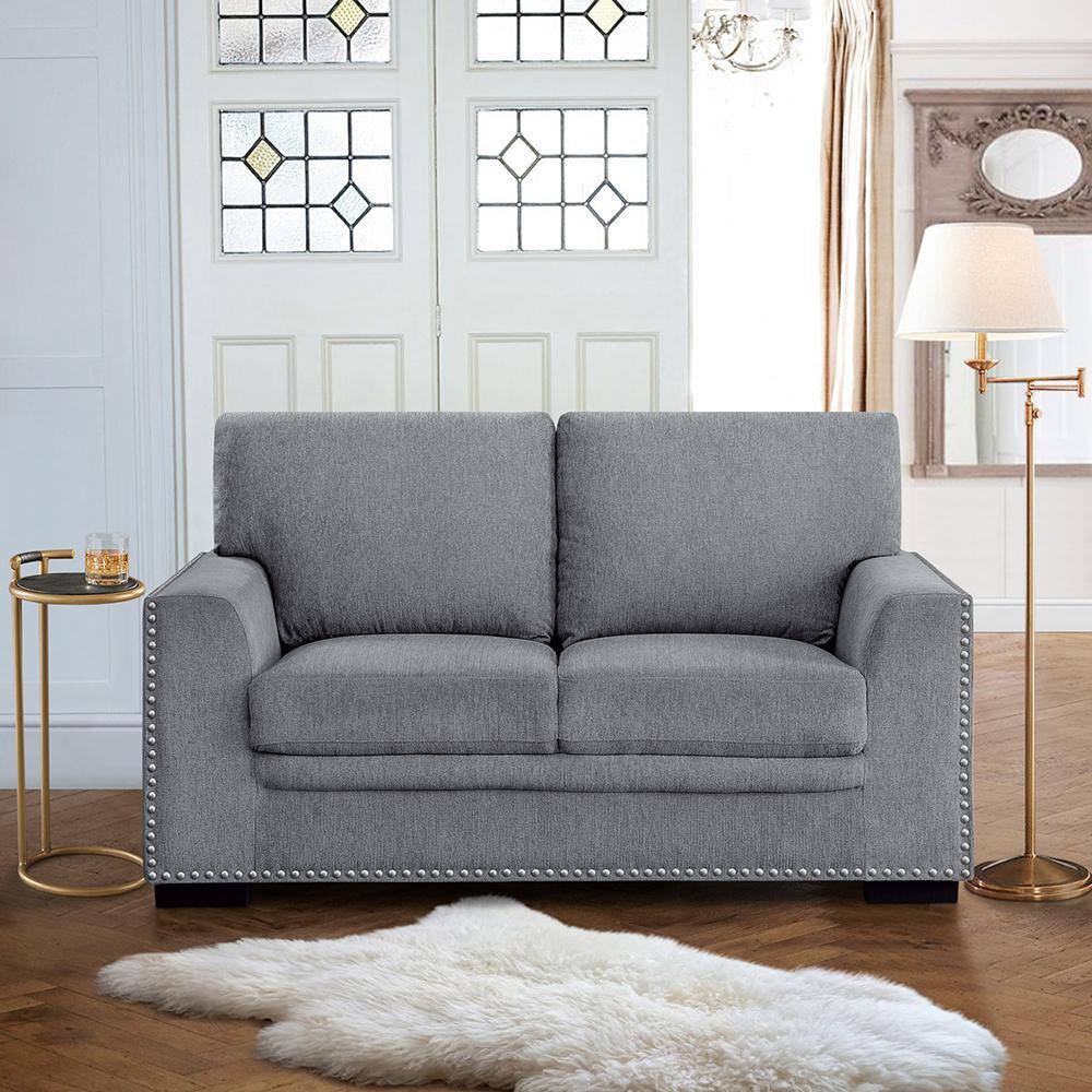 Driggs 62 in. W Gray Chenille Loveseat 9468DG-2 - The Home Depot