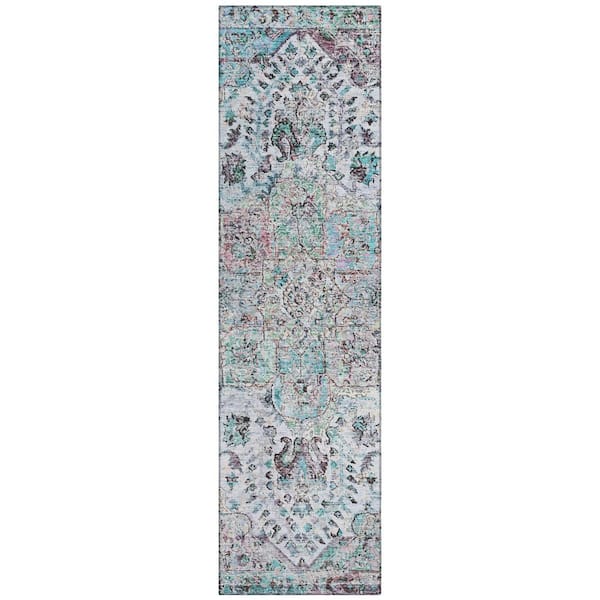 Chantille Machine Washable Indoor/Outdoor Abstract ACN2138 Sky 2 ft. 3 in. x 7 ft. 6 in. Runner Rug