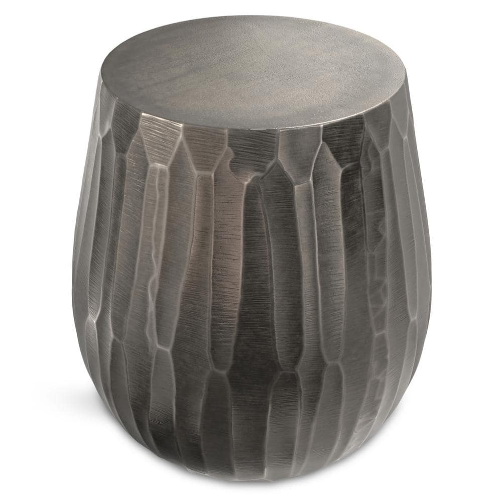Graphite Round Cast Aluminum Drum Side Table