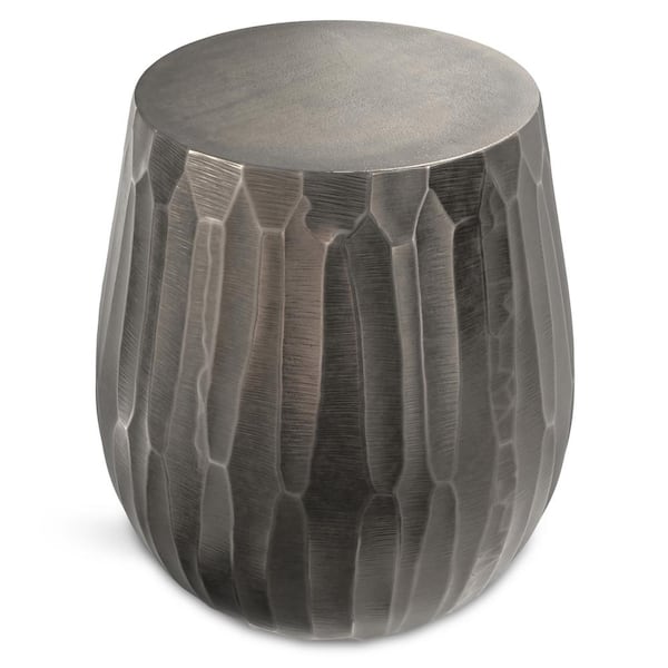 Nellie Modern Industrial 19 in. Wide Round Cast Aluminum Metal Side Table in Graphite, Fully Assembled