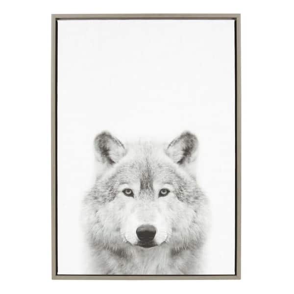 Kate and Laurel 33 in. x 23 in. "Wolf" by Tai Prints Framed Canvas Wall Art