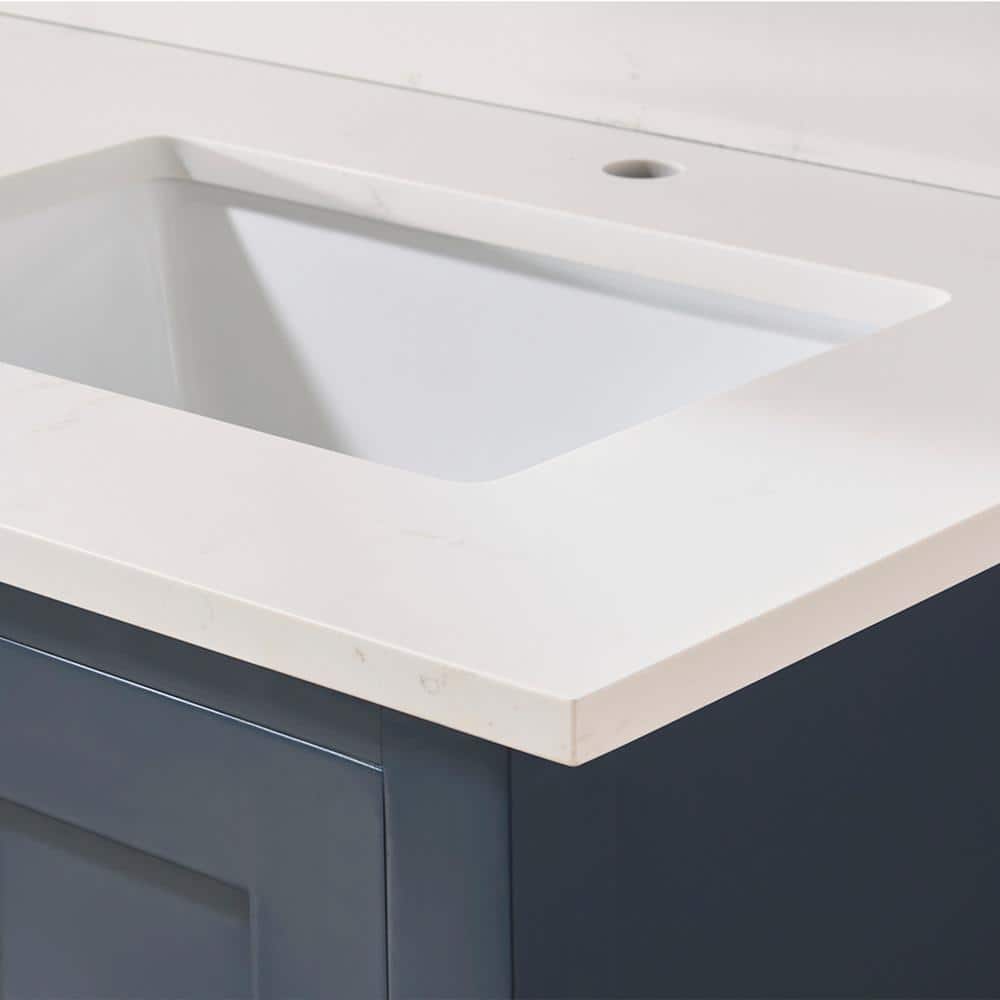 Milano White Composite Stone Double Vanity Top with Sink, 61 in.