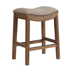 Williston 26 in. Rectangle Natural Backless Wood Counter Height Stool with Cushioned Seat