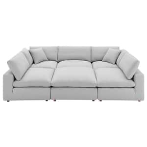 Commix 78 in. Square Arm 6-Piece Fabric U-Shaped Sectional Sofa in Light Gray