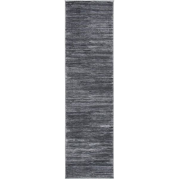 Unbranded Gray Polypropylene 2 ft. 2 in. x 10 ft. Solid Color Indoor Runner Rug