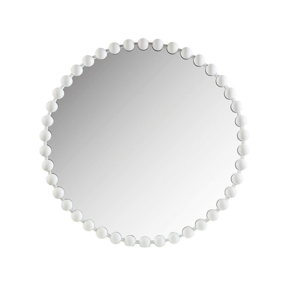 Glamour Meets Modern Elegance: White 36 in. W x 36 in. H Beaded Round Metal