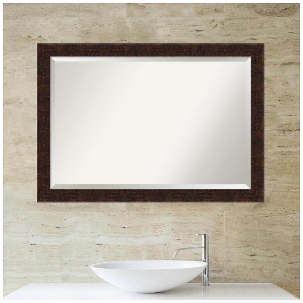 William 40" x 28" Bronze Wood Bathroom Vanity Mirror
