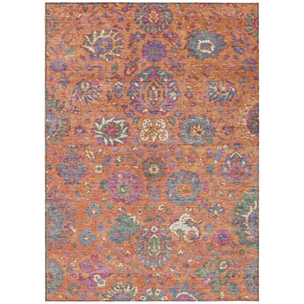 Chantille Machine Washable Indoor/Outdoor Abstract ACN2013 Orange 8 ft. x 10 ft. Area Rug