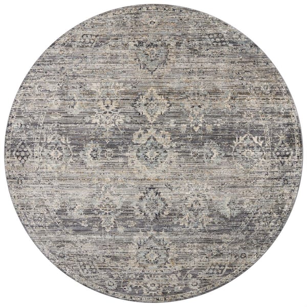 Katherine Graphite / Jade 5 ft. 3 in. x 5 ft. 3 in. Round Traditional Accent Rug