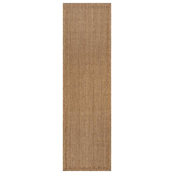Scallop Border Natural/Jute Easy-Care Indoor/Outdoor Flat Woven Area Rug 2 ft. 3 in. x 6 ft. Natural