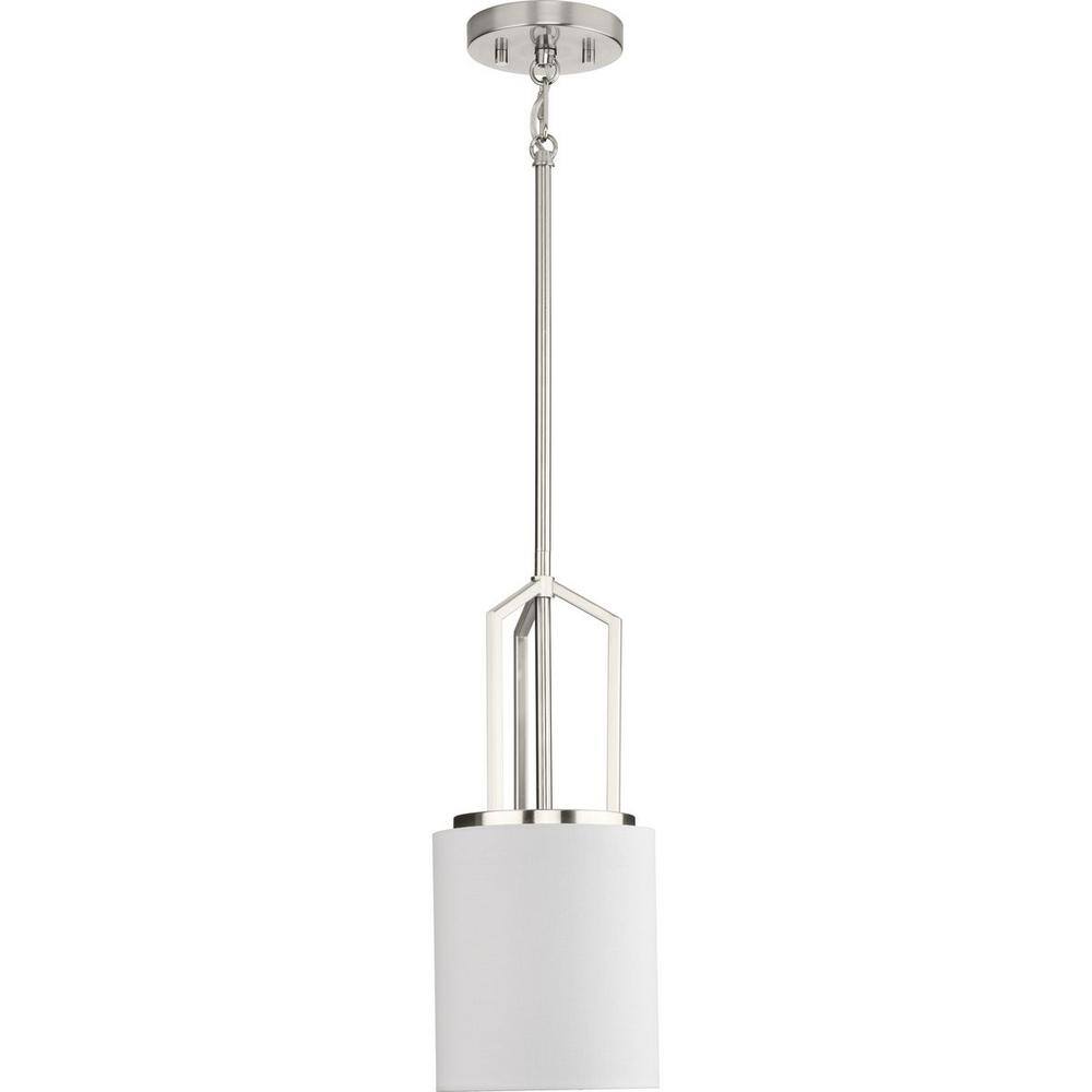 Progress Lighting Goodwin 1-Light Mini-Pendant, Brushed Nickel, Linen Shade