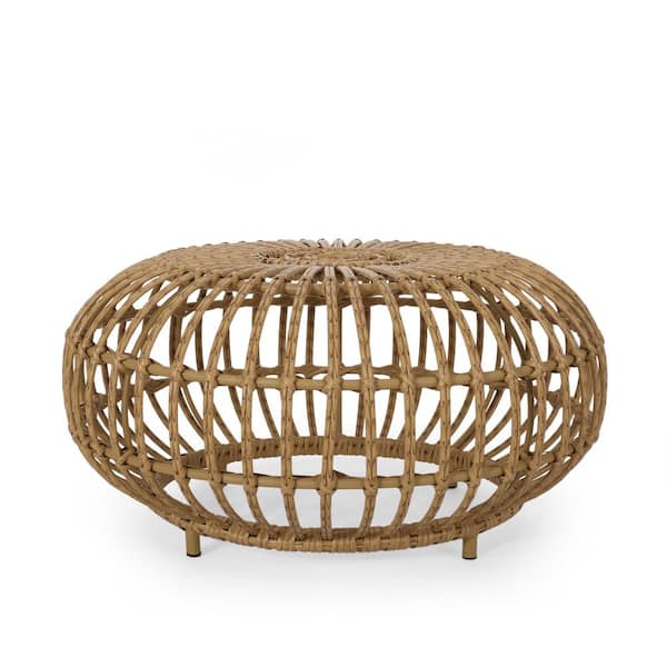 Sudzendf Brown Wicker Outdoor Side Table, Coffee table