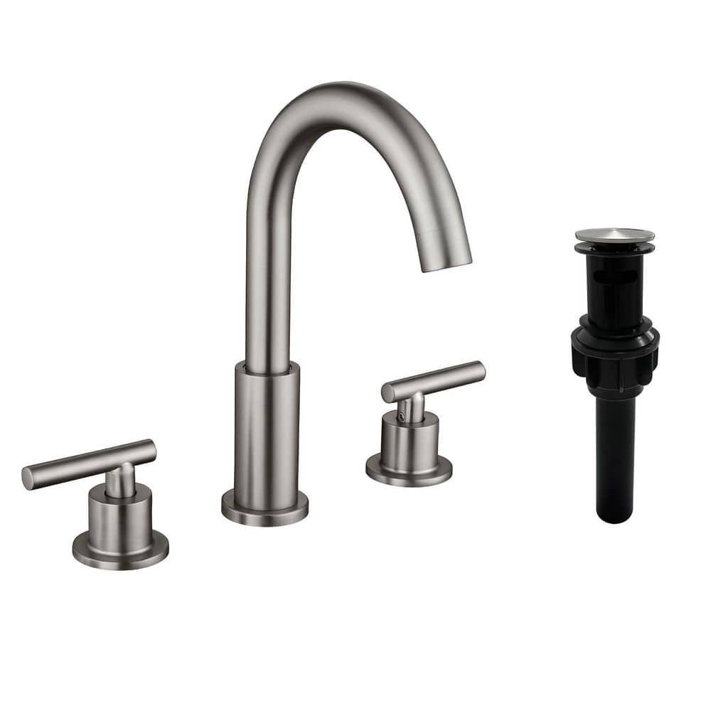 Boyel Living 8 in. Widespread Double Handle 1.2 GPM Bathroom Faucet with Quick Connect Hose and Pop-Up Drain in Brushed Nickel