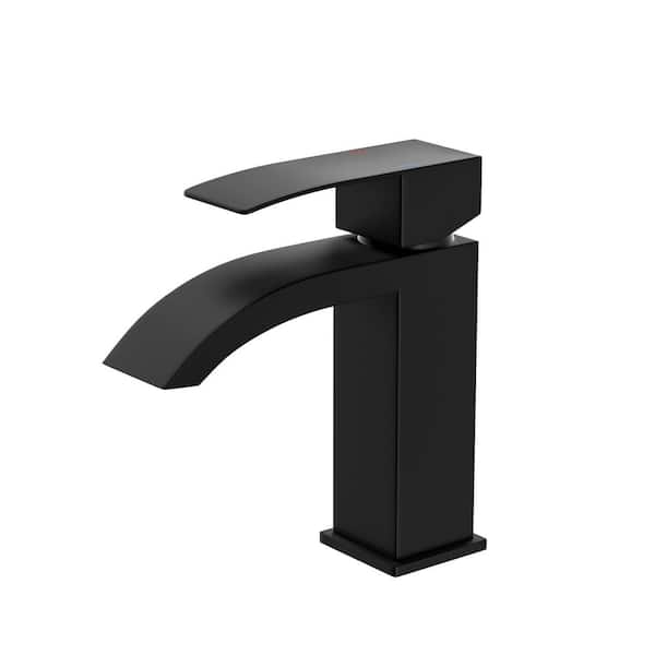 Aosspy Modern Single-Handle Single Hole Bathroom Faucet in Matte Black