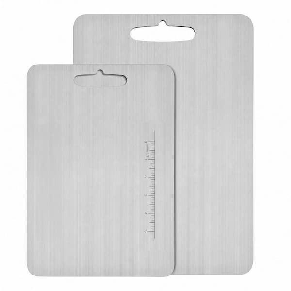 2-Piece Stainless Steel Cutting Board for Kitchen, Chopping Board for Meat, Fruit, Vegetables, Dishwasher Safe