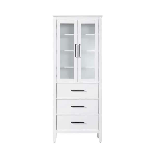 28 in. W x 18 in. D x 72 in. H White Freestanding Linen Cabinet