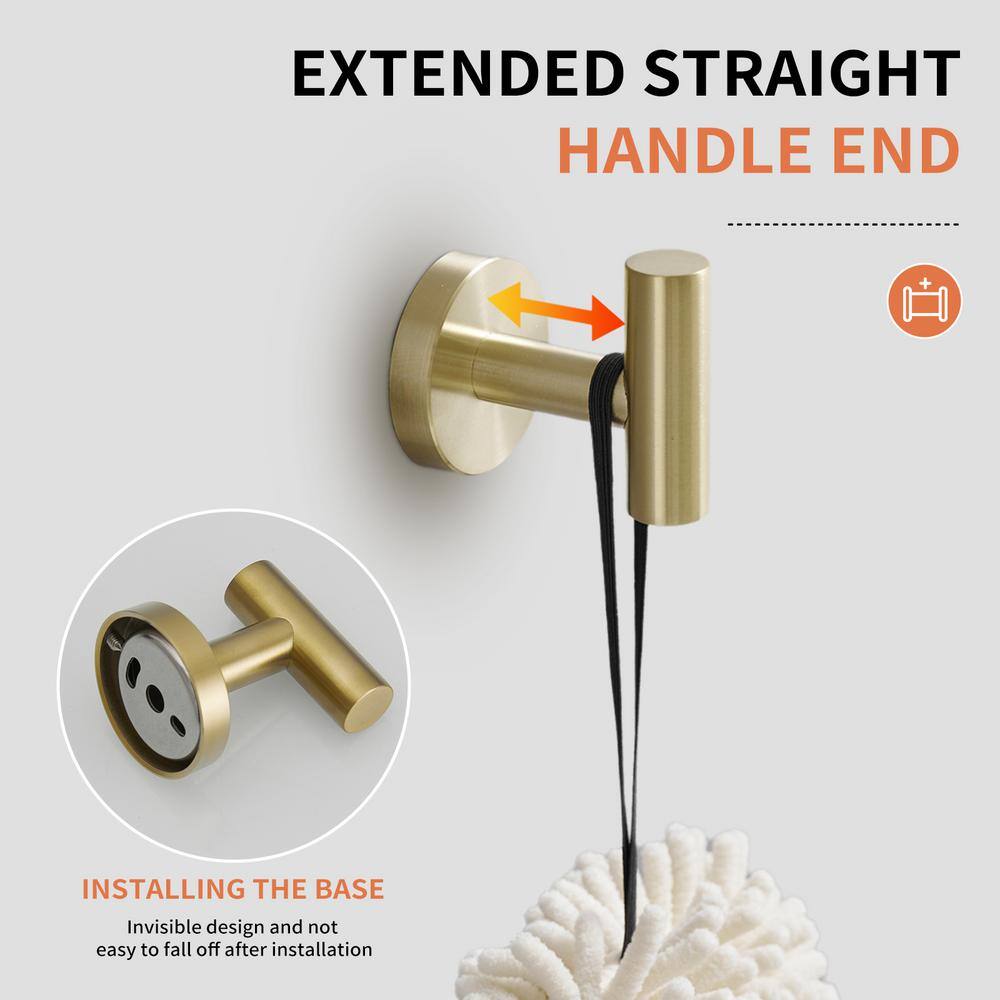Brushed Gold Stainless Steel Wall Mounted J-Hook Set