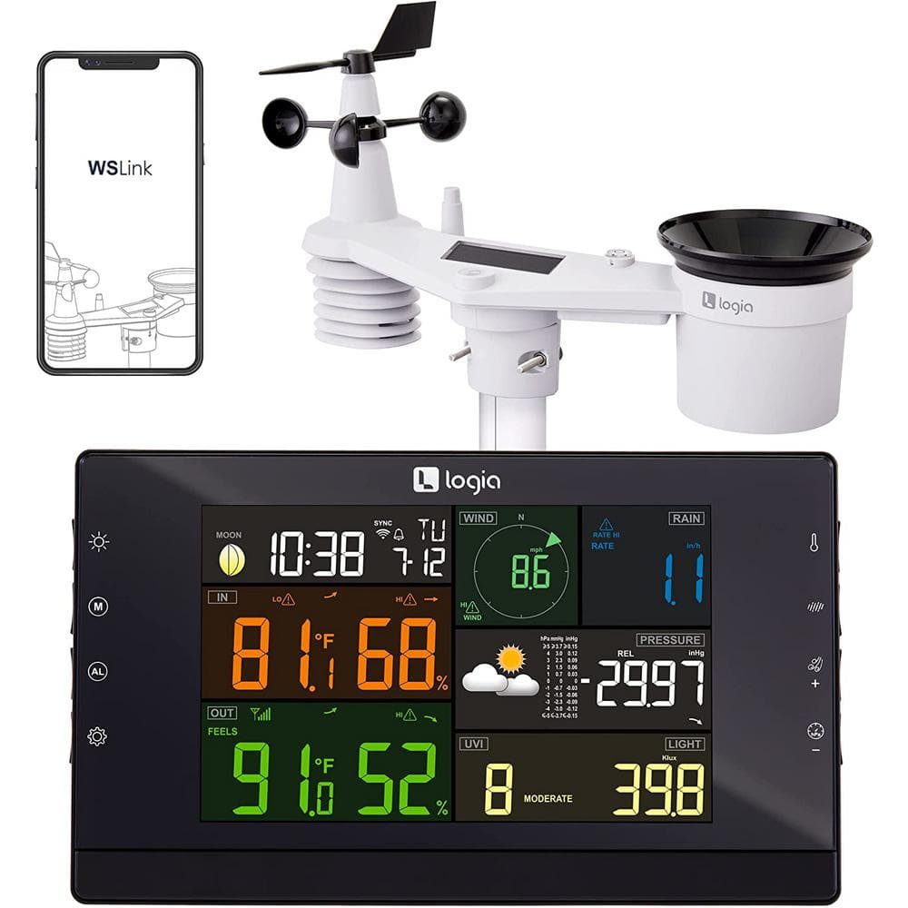 Logia 5-in-1 Wi-Fi Wireless Weather Station with Forecast Data and Alerts  for Indoor/Outdoor LOWSC511SAB - The Home Depot