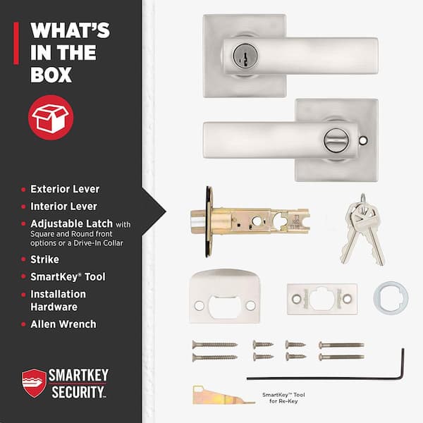 Kwikset Breton Square Satin Nickel Keyed Entry Door Handle