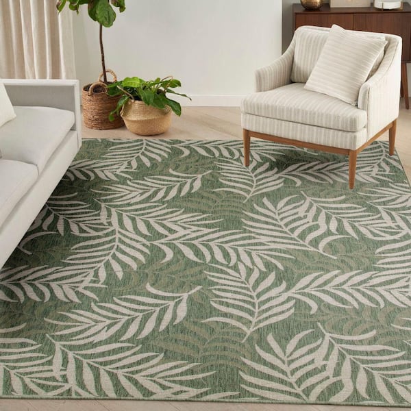 Garden Oasis Green Ivory 9 ft. x 12 ft. Nature-inspired Contemporary Area Rug