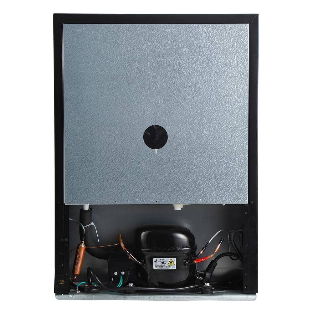 Compact Black Stainless Steel Mini Refrigerator with Glass Shelves