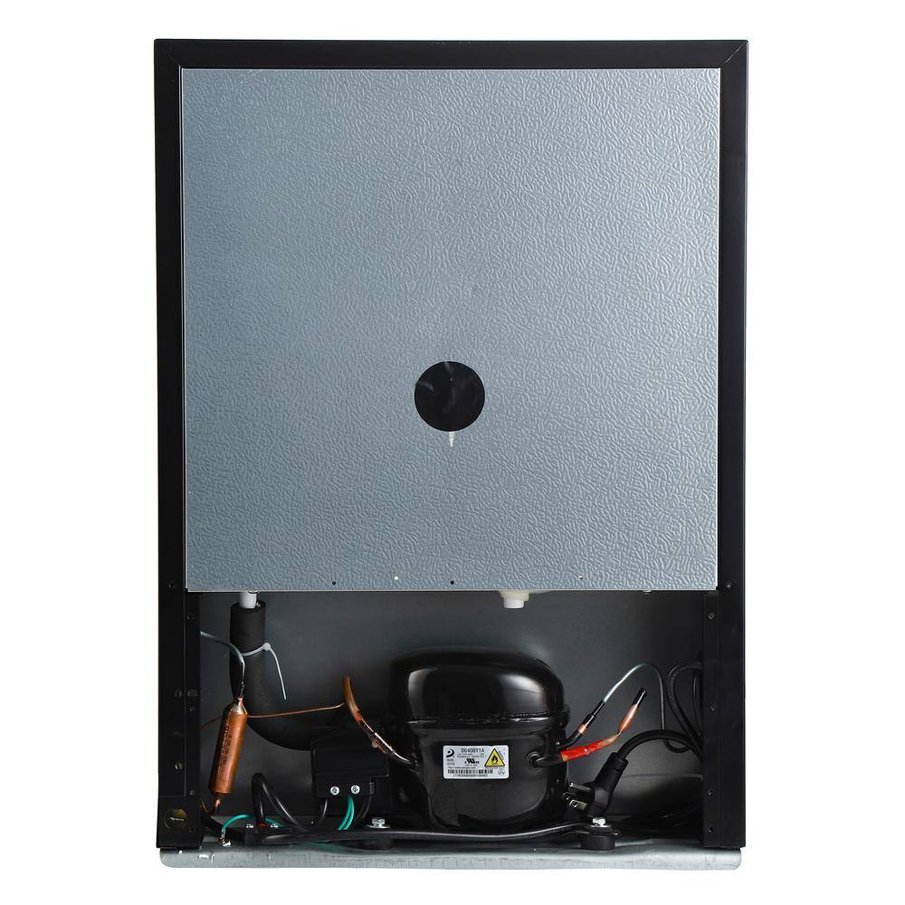 Compact Black Stainless Steel Mini Refrigerator with Glass Shelves