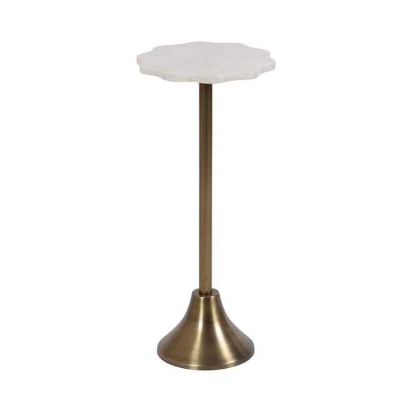 Sanzo 10 in. Gold Scalloped Marble End Table