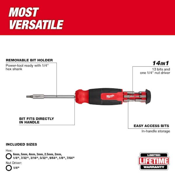 Milwaukee 14-in-1 Torx Multi-Bit Screwdriver with 14-in-1 Hex