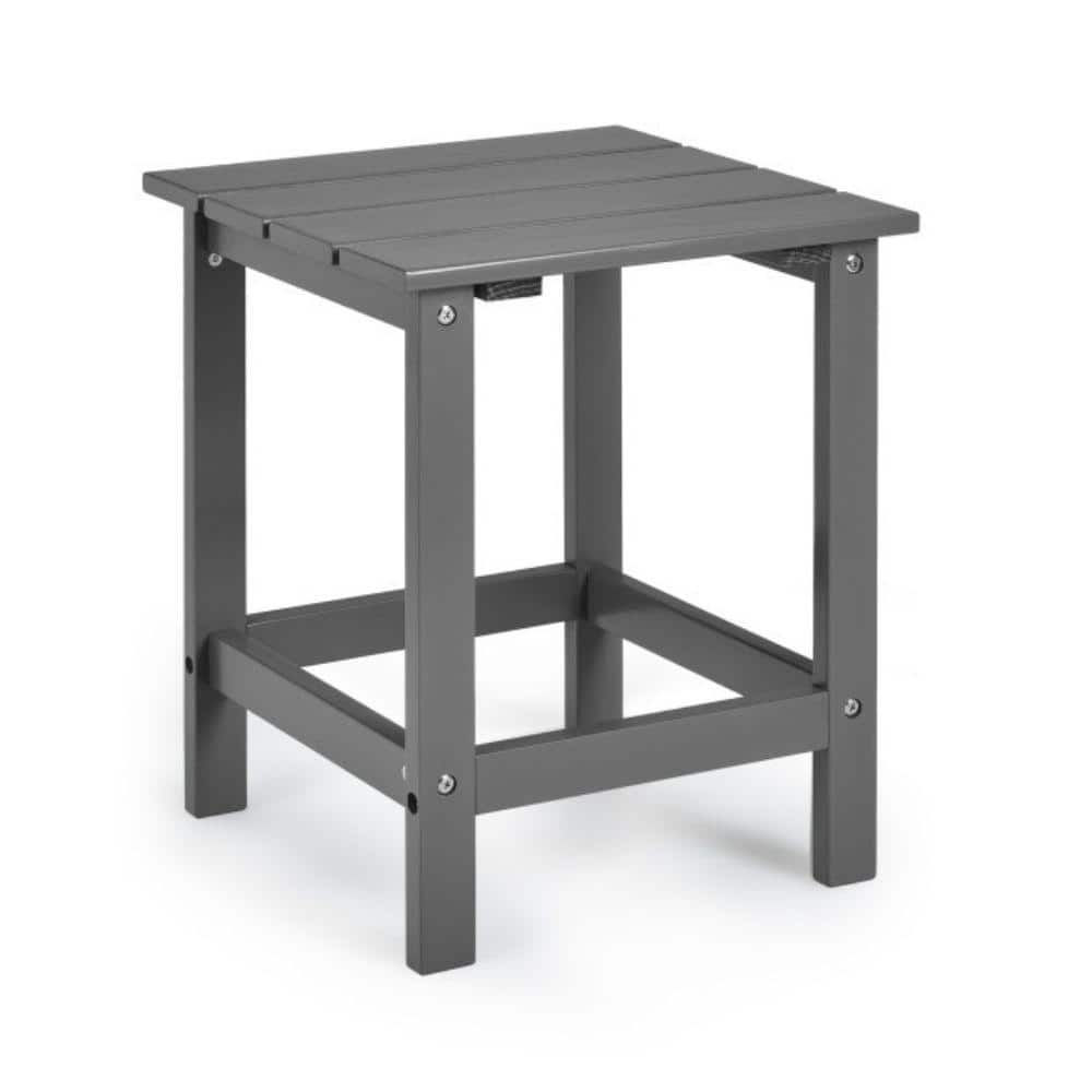 Gray Solid Fir Wood Square Outdoor Side Table