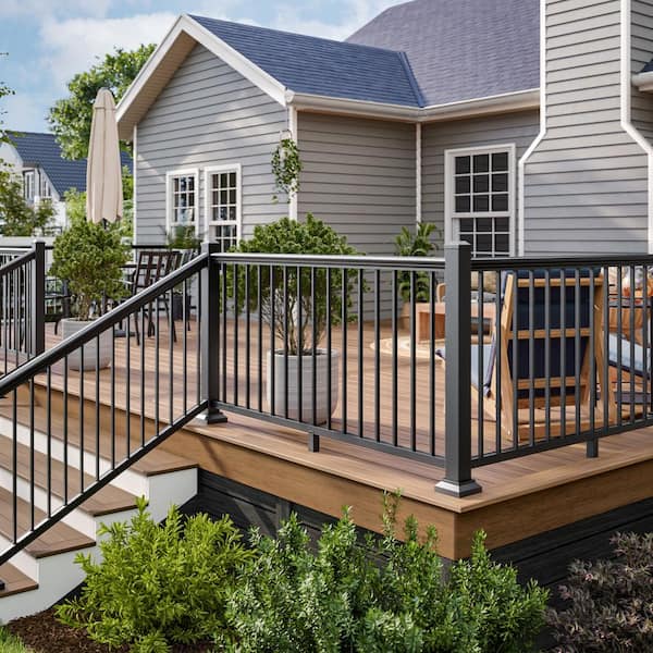 Aria Railing 36 in. x 69.43 in. Bronze Powder Coated Aluminum Preassembled Deck Stair Railing
